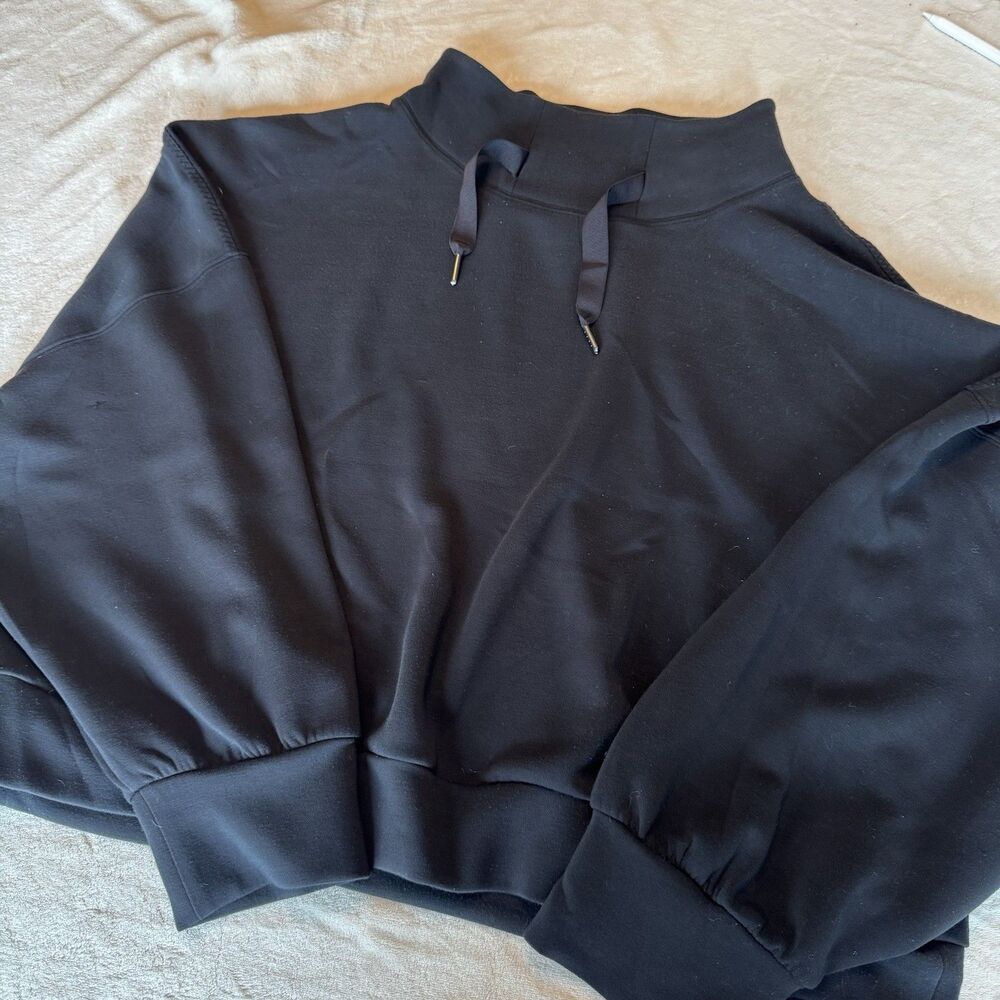 SPANX AirEssentials Black Mock Neck Drawstring Pullover Sweatshirt 3X Relaxed